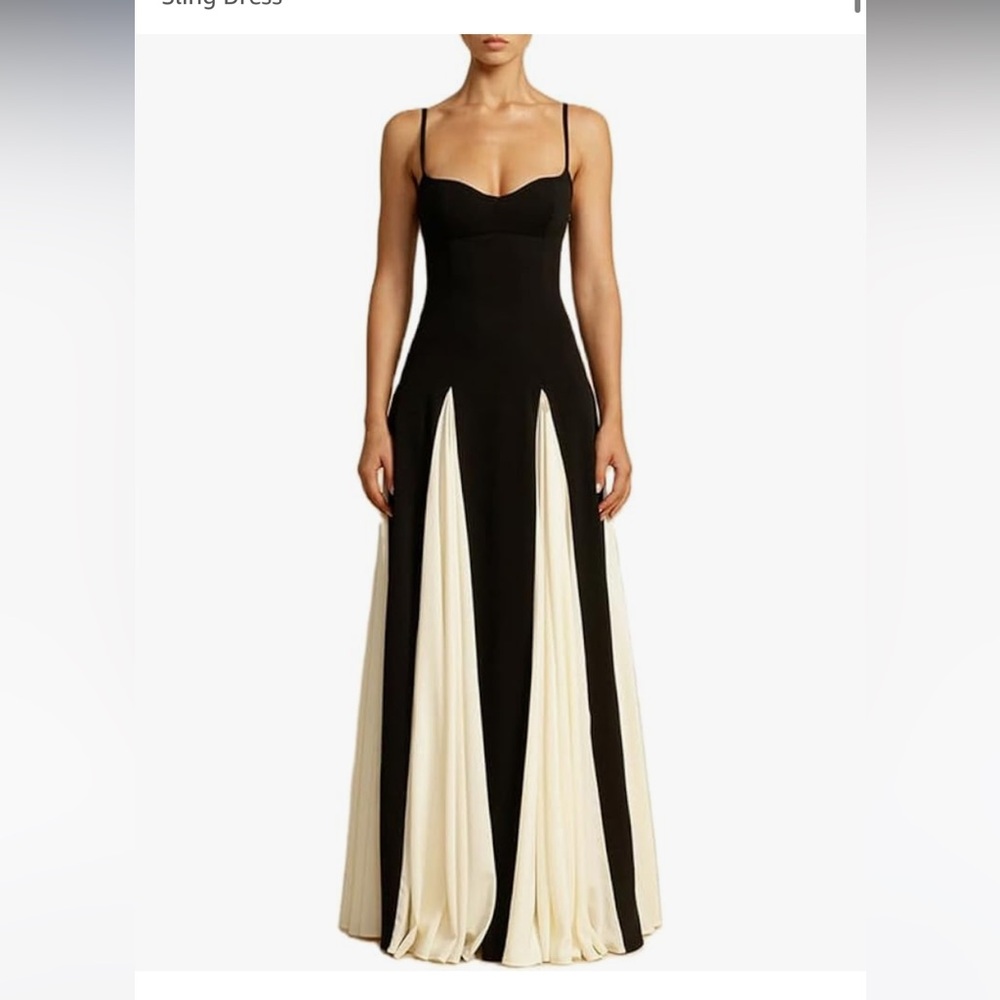 NWOT Women’s black and white long gown